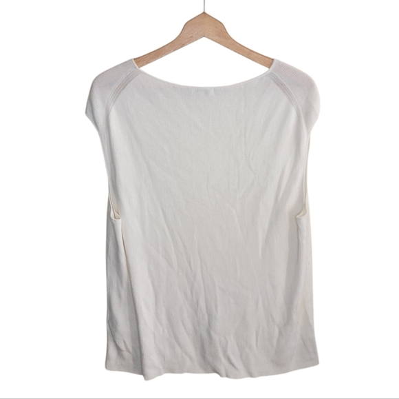 Lafayette 148 New York Finespun Voile Ivory Ribbed Crewneck Shell Tank Size 3X - Picture 5 of 7